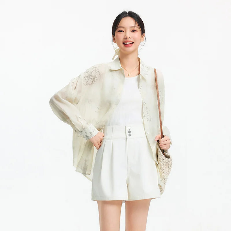 Semir Long Sleeve Shirt Dames - Oversized Artistieke Stijl