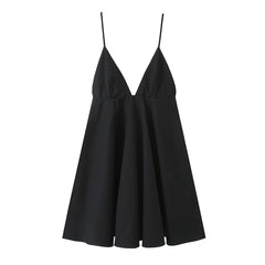 TFMLN Women's Black Off Shoulder A-Line Dress