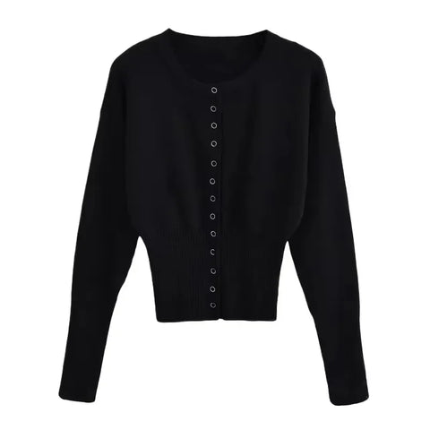 Tuularose Women's Spring Cardigan - Casual Solid Knit Sweater for Stylish Street Fashion