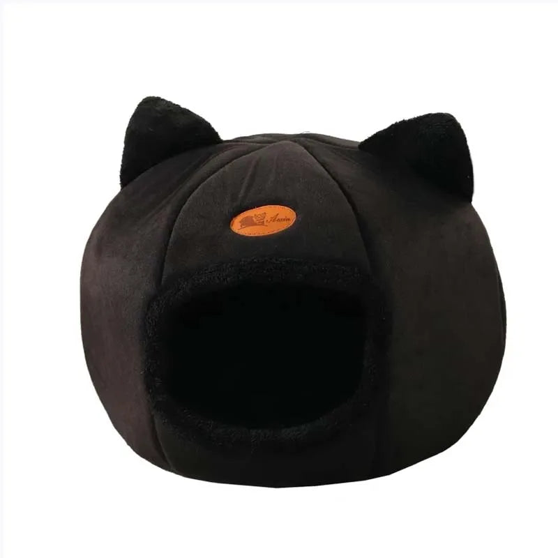 Cute Cat Head Shape Warm Sleep Cave – Cozy Cat House for All Seasons