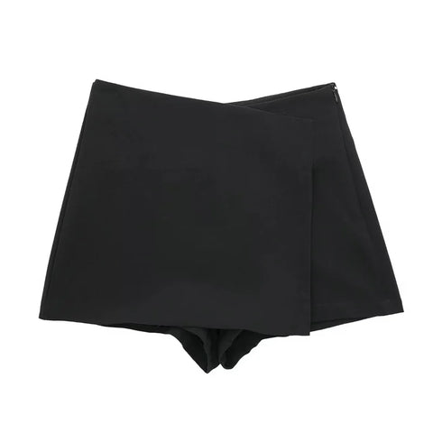 MUJER 2025 Asymmetrische Skort voor Dames - Zwarte Minirok met Hoge Taille