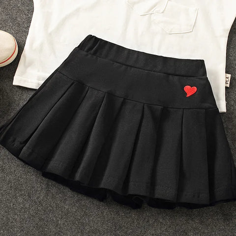 Kids Girls Pleated Culottes Skirt with Safety Pants