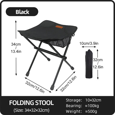 PACOONE Camping Portable Folding Stool - Ultralight Aluminium Alloy Mini Fishing Chair for Outdoor Adventures