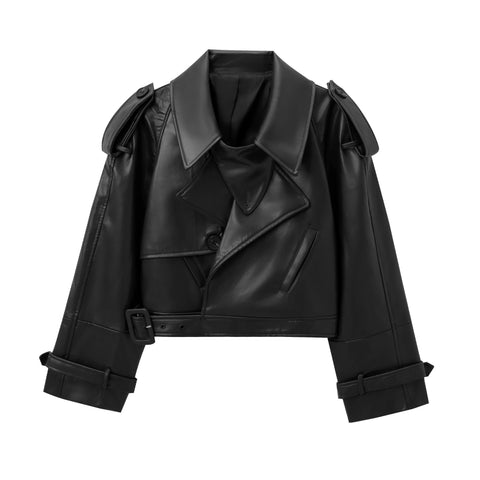 MUJER Bomberjack van imitatieleer voor dames - Stijlvol cropped jack voor streetwear