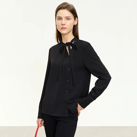 AMII Minimalism Chiffon Women Blouse 2024