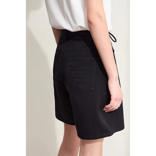Amii Minimalism Women Denim Shorts