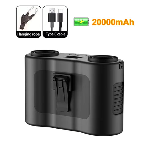 Portable Waist Fan 20000mAh Outdoor Hanging Neck Fan with Power Bank - Perfect for Sports and Work