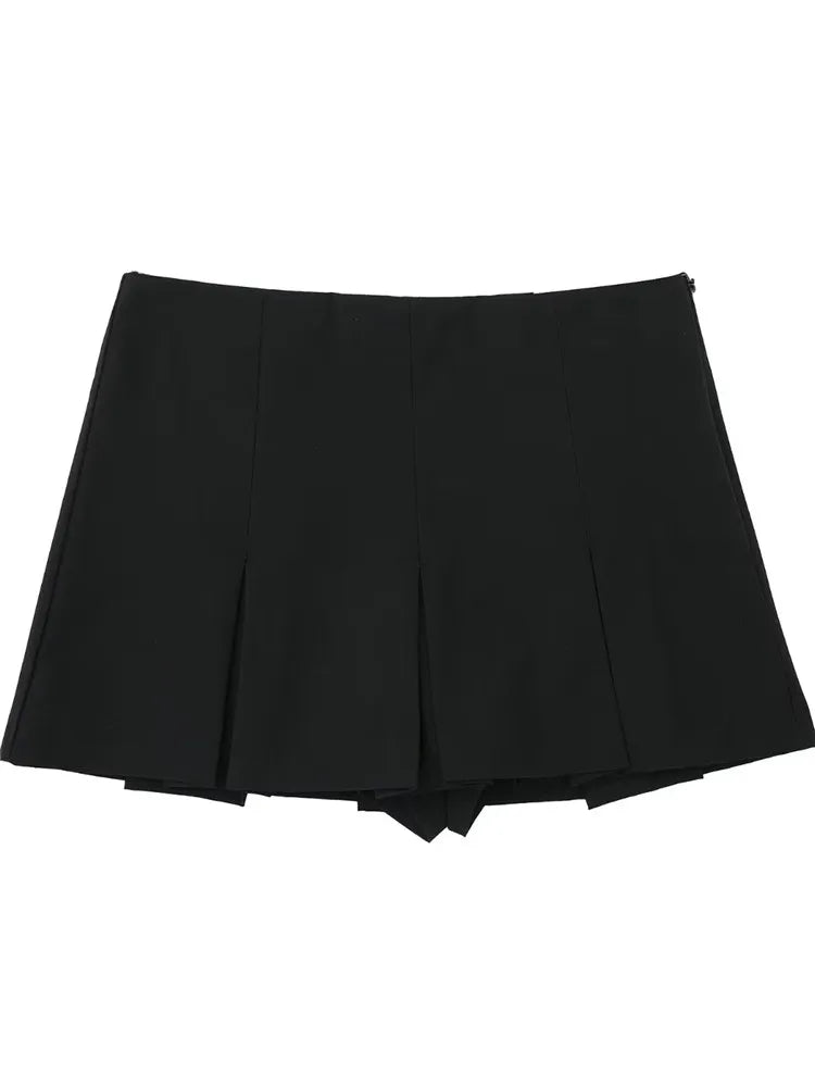 MUJER High Waist Plooirok Shorts - Stijlvolle Gestreepte Bermuda Mini Shorts voor Dames 