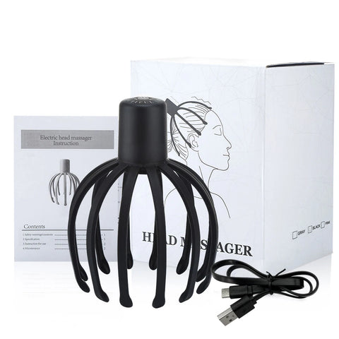 Electric Octopus Claw Scalp Massager – Hands-Free 3-Level Head Massage with LED Red Light