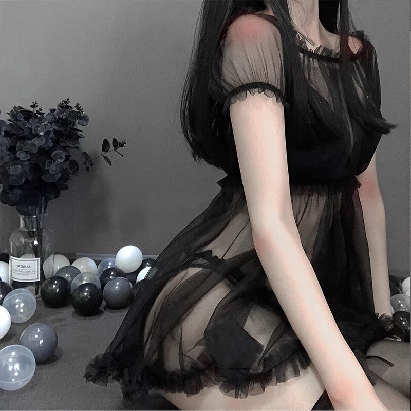 Kawaii Lace Nightdress Lingerie Pajamas Set for Women