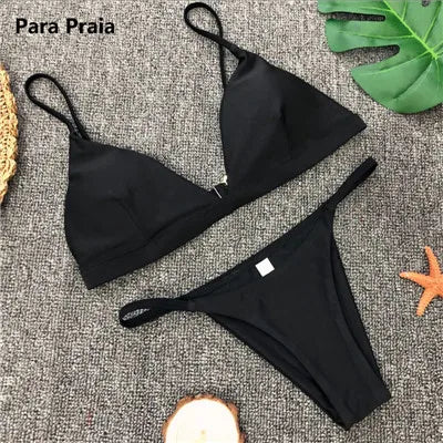9 kleuren effen bikiniset - Sexy push-up badkleding voor dames