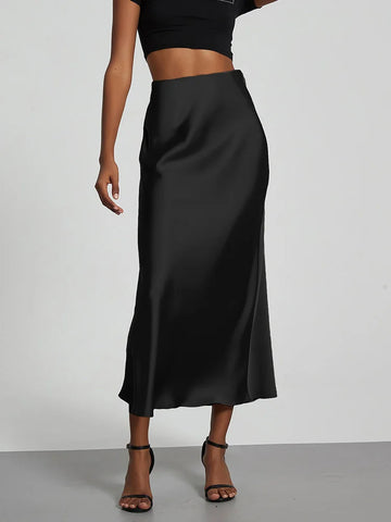 Chique satijnen fishtailrok - hoge taille effen kleur zomermode voor vrouwen