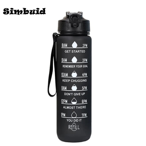 Gradient Color 1000ml Plastic Water Bottle with Straw - Leak-Proof Sports Bottle for Outdoor Adventures