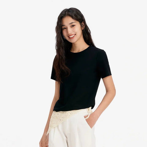 Semir Dames Basic Effen Kleur Slim-Fit T-shirt 