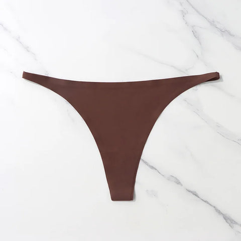 Ice Silk Seamless Panties for Women - Soft Thin Band Thongs & Bikini Underwear