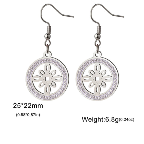 Skyrim Witch Knot Drop Earrings - Stainless Steel Amulet with Clear Zircon Pendant | Unique Witchcraft Jewelry for Valentine’s Day