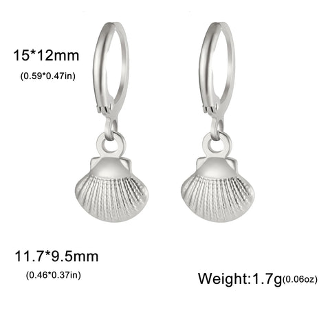 Skyrim Gold Color Stainless Steel Women's Heart Starfish Sun Pendant Hoop Earrings - Fashion Jewelry Gift