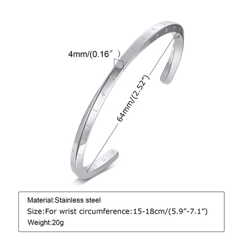 Men's Thin Stainless Steel Cuff Bracelet - Stylish & Versatile Gift for Him