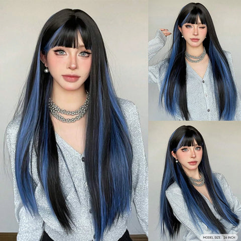 Blonde Golden Synthetic Wigs Long Straight Hair Natural Wig for Women Middle Part Wigs Cosplay Party Heat Resistant Fake Hair