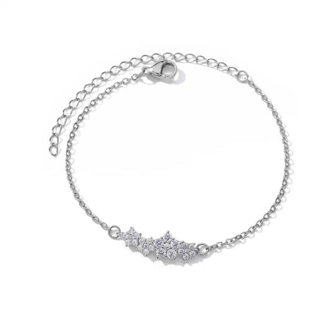 Elegant Zircon Flowers Bracelet for Women and Girls – Luxury Gold Color Stainless Steel Plant Charm Jewelry