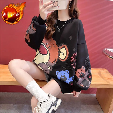 Kawaii groene grafische damessweatshirt 