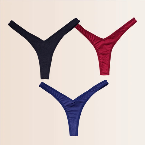 Seamless Thongs Solid Thong Panties for Women - Soft Silk Tangas
