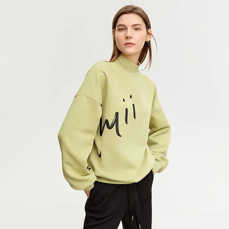 AMII Minimalist Lamb Fleece Hoodie for Women