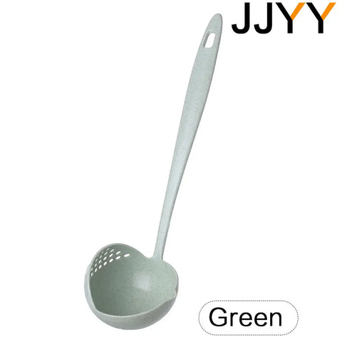 JJYY 2 in 1 Kitchen Spoon with Long Handle - Plastic Colander Filter for Hot Pots