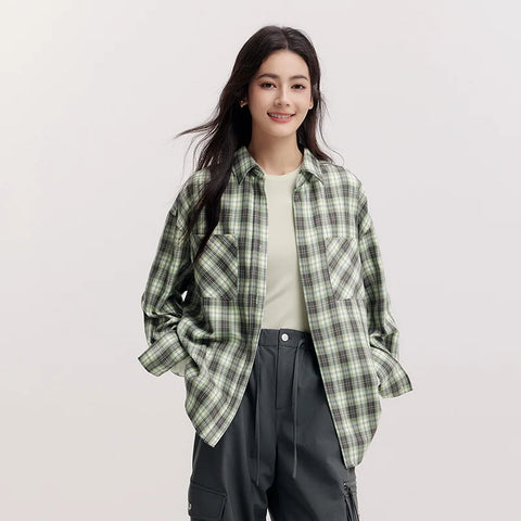 Semir Long Sleeve Shirt for Women - Vintage Checkered Oversize Top