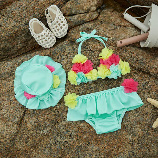 Tregren Infant Baby Girls Beach Bikinis with Sun Hat