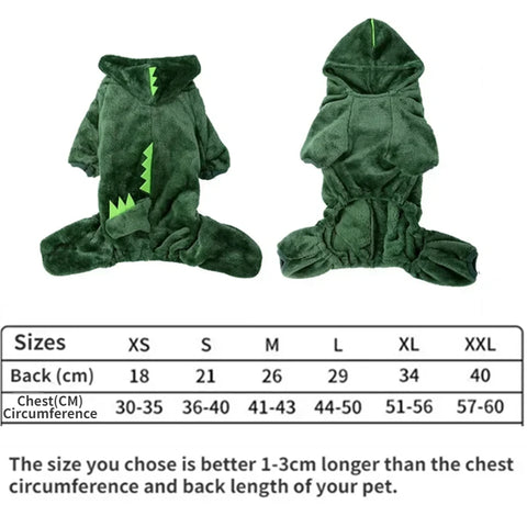 Warm Blue Dinosaur Hooded Coat for Dogs and Cats - Perfect Autumn and Winter Outfit