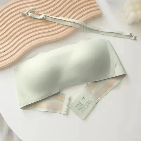 Seamless Tube Top Bra with Invisible Straps - Non-Slip Wireless Bralette for Women
