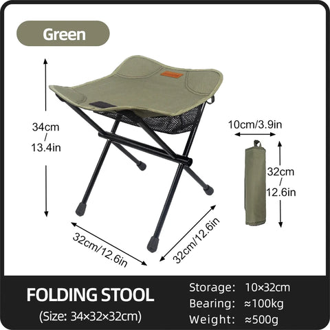 PACOONE Camping Portable Folding Stool - Ultralight Aluminium Alloy Mini Fishing Chair for Outdoor Adventures