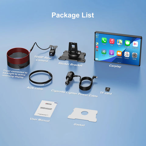ESSGOO 9" draadloos CarPlay &amp; Android Auto-display