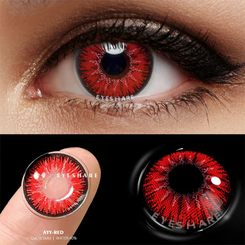 EYESHARE Red Anime Cosplay Contact Lenses