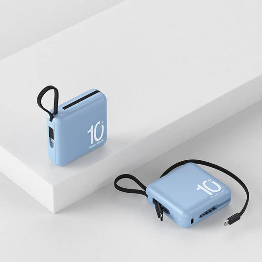 10000mAh Power Bank – Built-in USB-C Cable with Lanyard