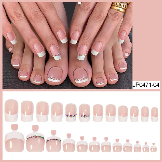 48pcs Press on Nails Set - Fashion French Ballerina Tips