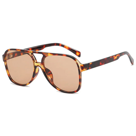 SHAUNA Retro Pilotenzonnebril – Blauw &amp; Geel UV400 Unisex Modezonnebril