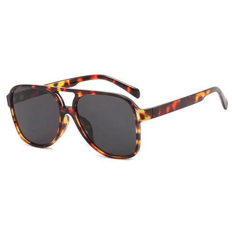 SHAUNA Retro Pilotenzonnebril – Blauw &amp; Geel UV400 Unisex Modezonnebril