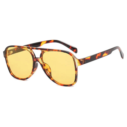 SHAUNA Retro Pilotenzonnebril – Blauw &amp; Geel UV400 Unisex Modezonnebril
