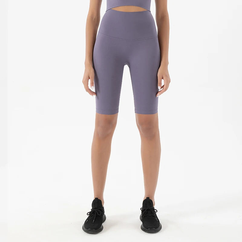 SOISOU Nylon Women's High Waist Gym Shorts - Breathable & Comfortable