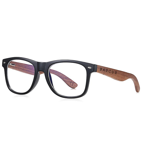 BARCUR Zwarte Walnoot Houten Zonnebril – Anti-Reflecterende UV400 Unisex Spiegelende Tinten