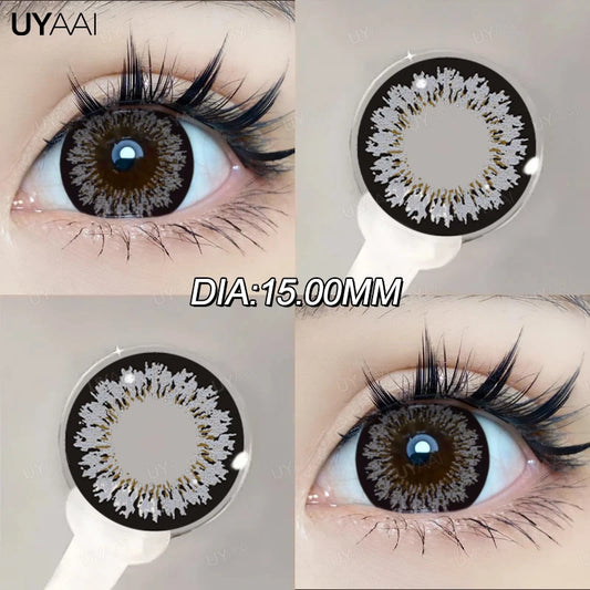 UYAAI Big Diameter 15MM Black Gray Colored Contact Lenses