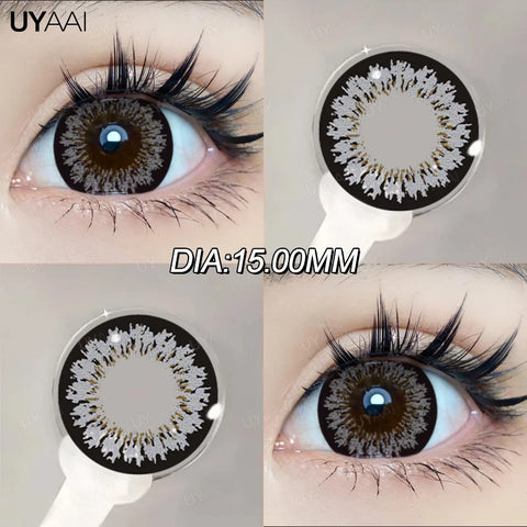 UYAAI Big Diameter 15MM Black Gray Colored Contact Lenses
