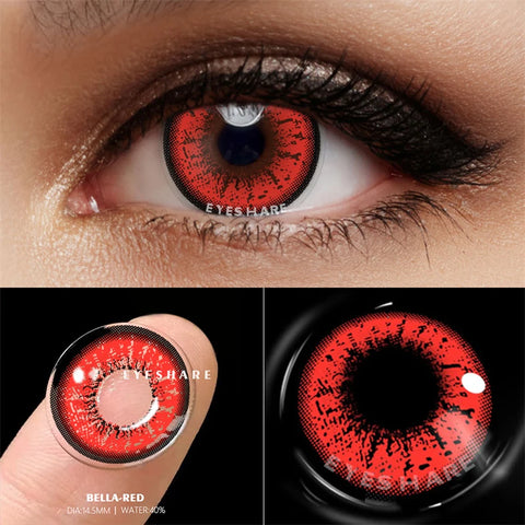 EYESHARE Red Anime Cosplay Contact Lenses