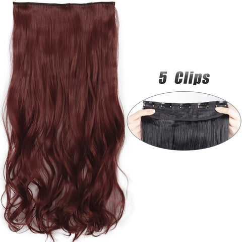 Long Wavy 5 Clip In Hair Extensions - Black Blonde Mix