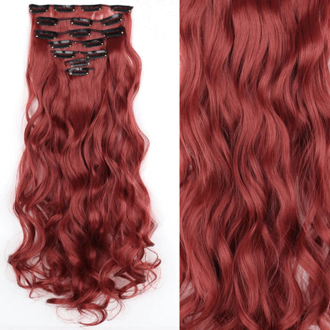 22-Inch Long Straight Wavy Hair Extensions Set