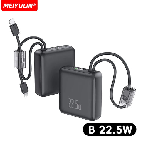 10000mAh Power Bank – Built-in USB-C Cable with Lanyard