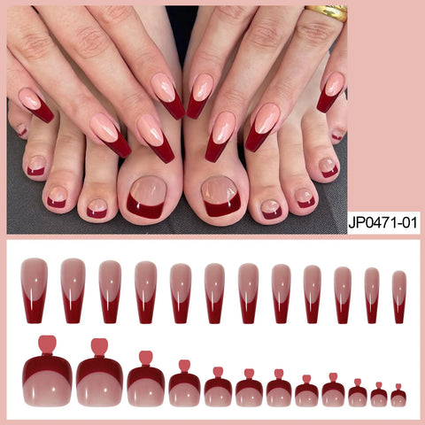 Set van 48 stuks nagels met een opdruk - modieuze Franse ballerina-tips
