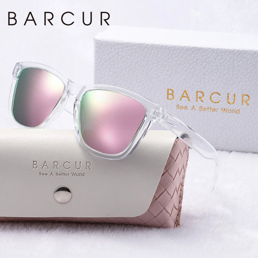 BARCUR Crystal Frame gepolariseerde zonnebril – UV400 witte editie vakantiezonnebril voor dames